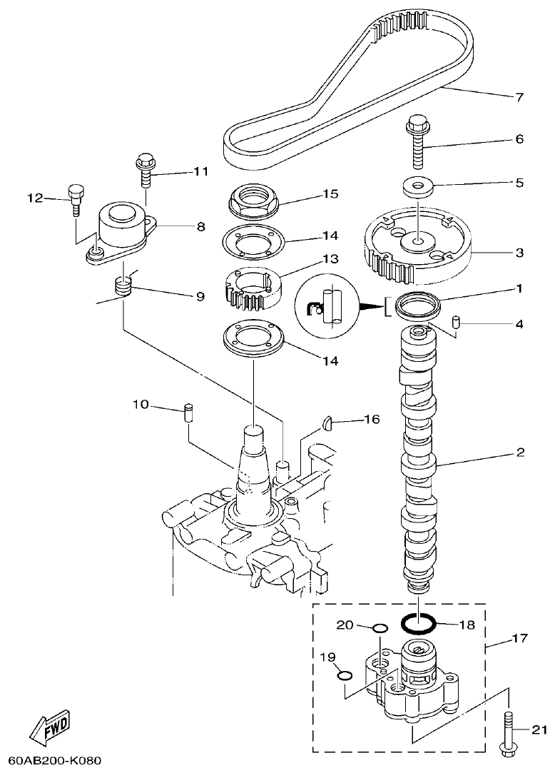 Yamaha F50DET, FT50CET OIL PUMP parts diagram
